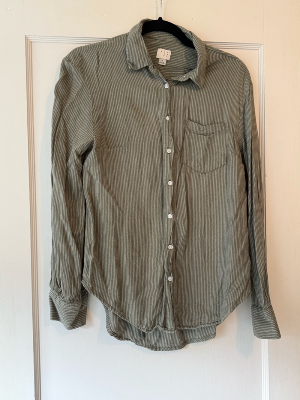 a new day Olive Green Striped Button-Down Shirt